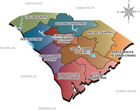 Sc Tourism Regions Map South Carolina Santee Carolina Girl