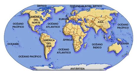 Mapamundi con sus océanos MapaMundi