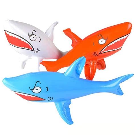 Kidsco Inflatable Shark Kids Pool Toy 3 Pieces Assorted Colors 24