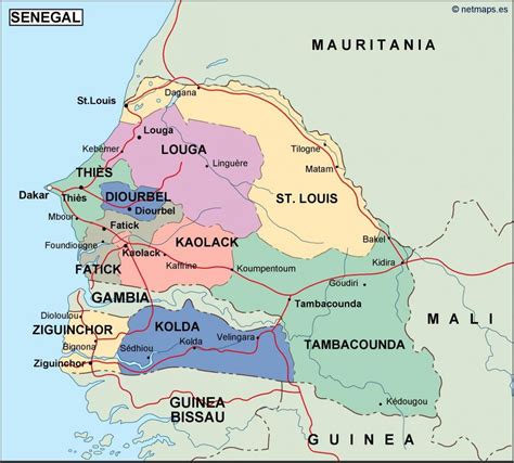 O Senegal País Do Mapa O Mapa Do País De Senegal África Ocidental