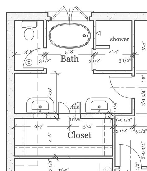 Master Bathroom Layout Plan With Bathtub And Walk In Shower Small