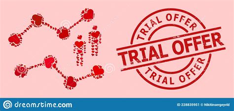 Scratched Trial Offer Badge And Red Lovely Audience Charts Mosaic Stock