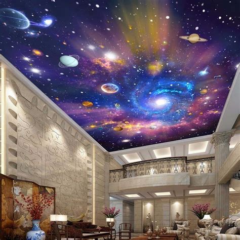 De 3d Foto Papel Estrella Universo Galaxy Sala De Techo Suspendido De