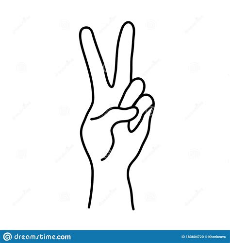 Sign Of Victory Or Peace Symbol Hand Gesture Of Human Black Line Icon