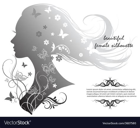 Silhouette Of A Beautiful Woman With Long Hair Vector Image