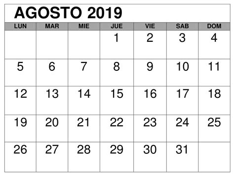 Calendario 2019 Agosto Para Imprimir Excel Printable Calendar
