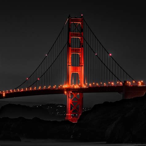 Physics bridge in style of golden gate bridge. Golden Gate Bridge 4K Wallpaper, Night, Monochrome, Dark ...