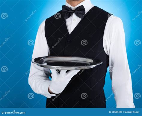 Waiter Carrying Empty Tray Stock Photo Image Of Gloves 50594498