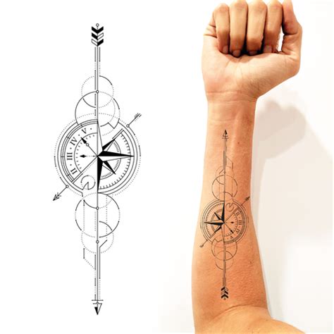 Arrow Compass Tattoo Wrist