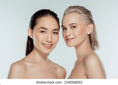Beautiful Naked Multicultural Girls Isolated On Stock Photo