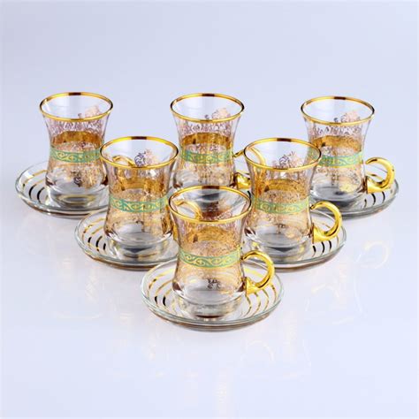 12 Pcs Thin Waist Iris Turkish Tea Set With Holder FairTurk Com