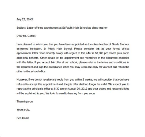 sample appointment letter    documents