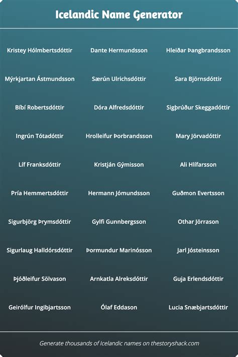 Icelandic Name Generator Random Icelandic Names