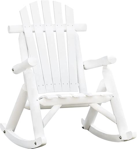 Buy Outsunny Wooden Adirondack Rocking Chair Outdoor Rustic Log Rocker