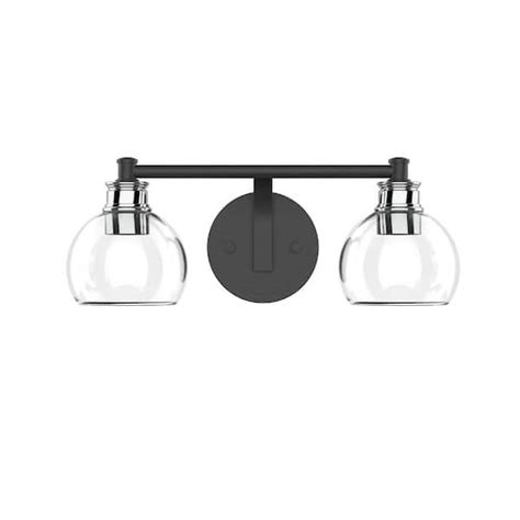 Focus Worldwide Jinky 16 In 2 Light Matte Black Vanity Light With Brushed Nickel Accents