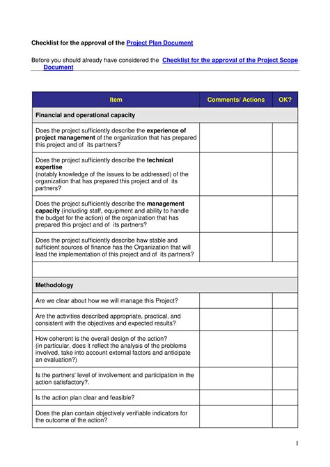 Project Plan Evaluation Checklist Templates At