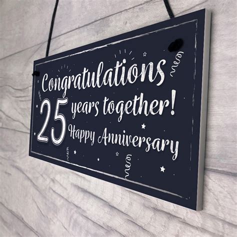 Congratulations 25th Wedding Anniversary T Plaque Silver
