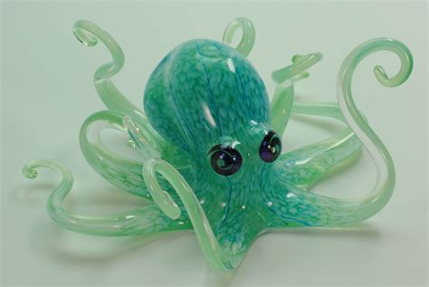 Aqua Octopus Hand Blown Glass Artist Michael Hopko Octopus Artglass Hopko Octopus