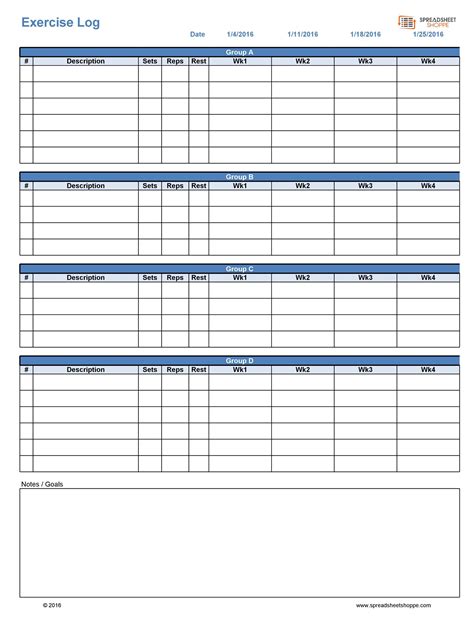 Printable Workout Template For Personal Trainers Printable Templates