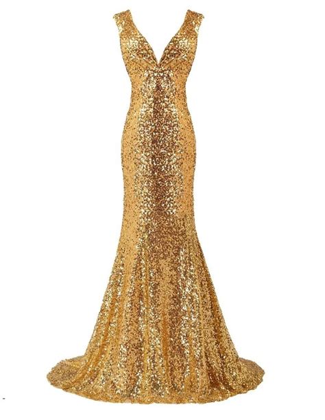 Lanierwedding Gold Sequins Mermaid Bridesmaid Dresses Plus Size Prom Dresses