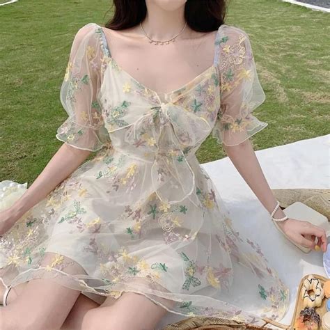 Petal Sea Embroidered Tulle Fairy Dress In 2020 Mori Girl Fashion