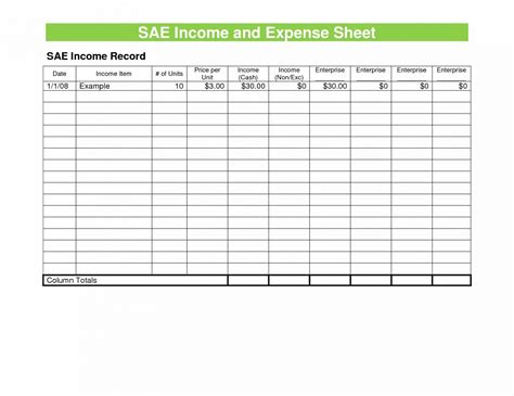 Income And Expense Form Expenses Sheet Template Pics For Small Inside