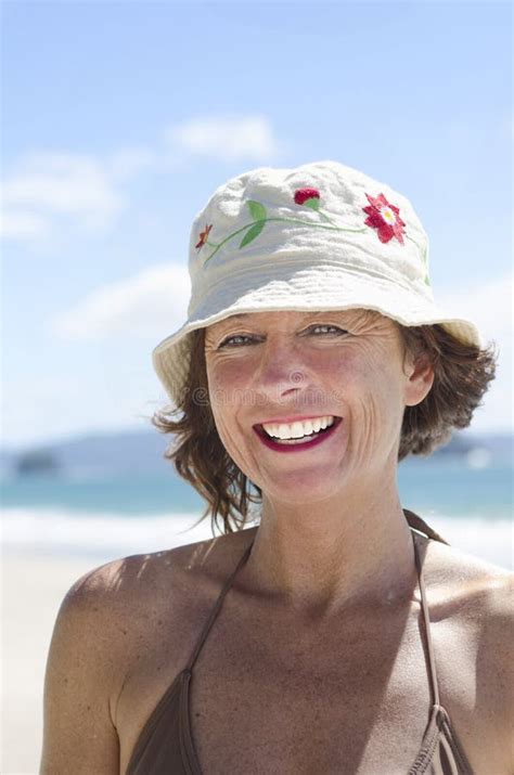Happy Smiling Mature Woman Wearing Bikini Stock Image My Xxx Hot Girl