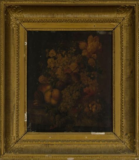 Dutch Antique Painting With Flowers Before Art Restoration And With Old