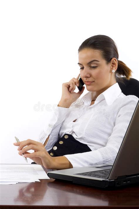 Young Woman Calls On Cellphone Stock Image Image Of Modern Desk 11192625