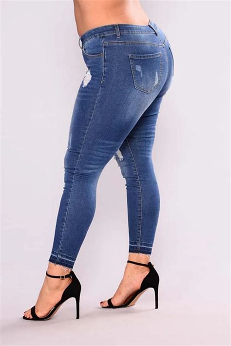 Large Size Ripped High Waist Stretching Pencil Jeans Skinny Jeans Buy Pencil Jeansskinny
