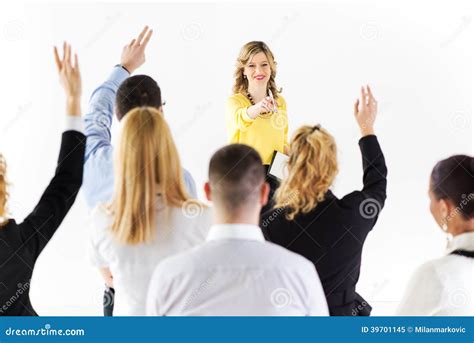Businesswoman Answering The Questions Stock Image Image Of Education