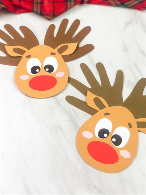 Handprint Reindeer Craft For Kids Free Template