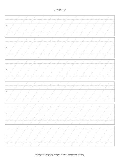 Beginner Level Copperplate Calligraphy Blank Practice Sheet