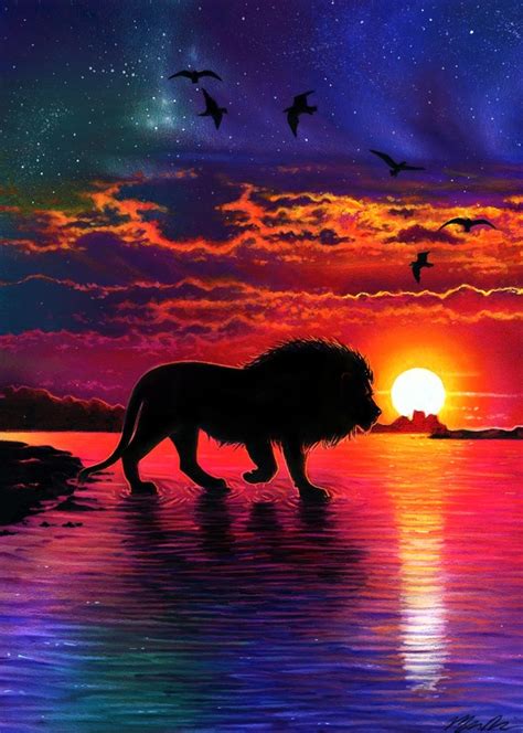 Sunset Lion Drawing An Art Print By Morgan Davidson Inprnt