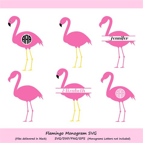 Flamingo Svg Flamingo Monogram Svg Flamingo Cut File Pink Etsy