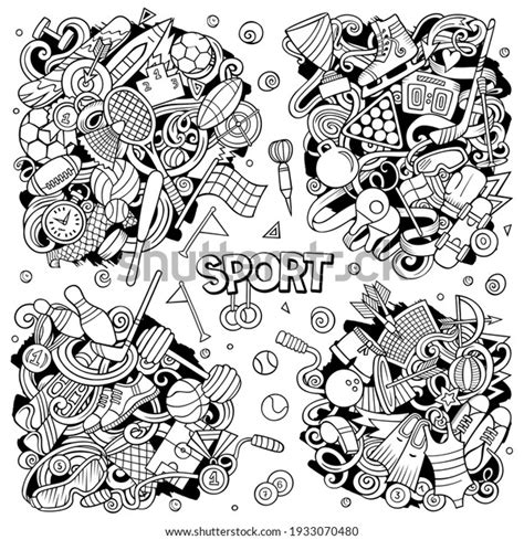 Sports Cartoon Vector Doodle Designs Set Stock Vector Royalty Free