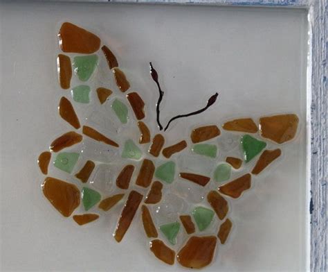 Sea Glass Butterfly Window Sea Glass Crafts Sea Glass Window Art Beach Glass Crafts