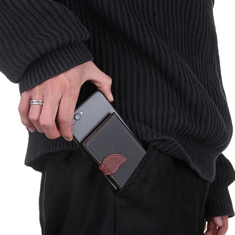 Instead of carrying a purse or wallet, they can simply stick their ids and payment cards in a pocket on the back of a this phone card holder uses an alternative type of adhesive called celltek bond, which it promises adheres better to glass. Mobile Phone Card Holder Elastic Adhesive Pocket Leather Credit Card Pocket Holder Case for ...
