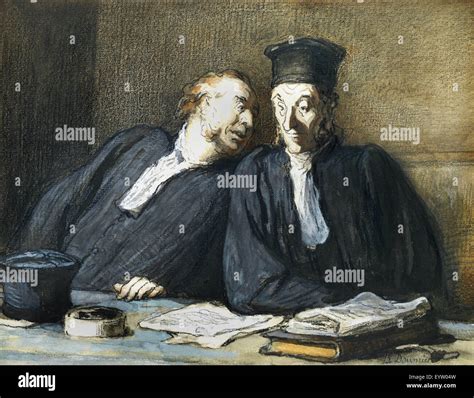 honore daumier two lawyers conversing 1808 1879 black chalk gouache watercolor the morgan