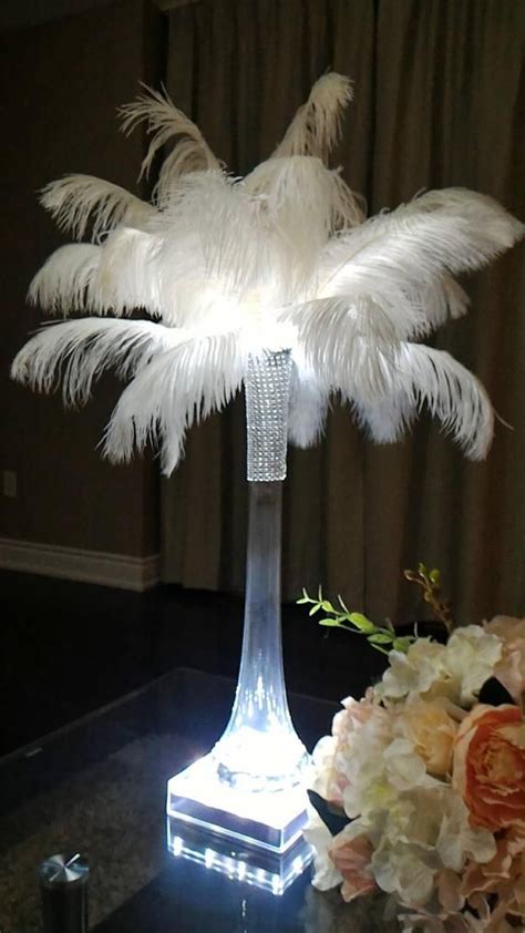 16 Tall Ostrich Feather Centerpiece Kits With Round Etsy Quince