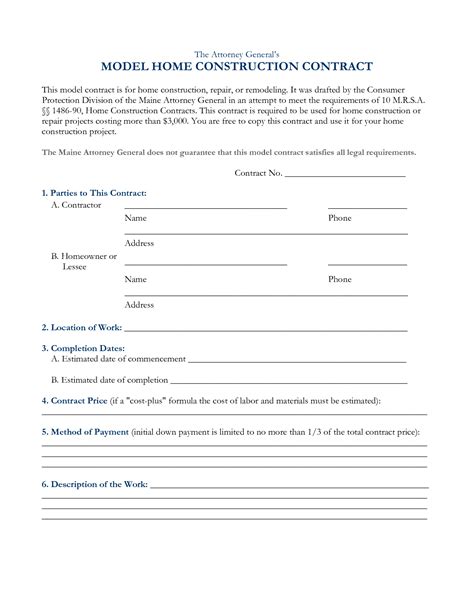 Section 1489 allows the contractor and the homeowner to agree to exempt themselves from the law you are free to copy this contract and use it for your home construction project. Model Contracts - Free Printable Documents