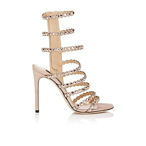 Sergio Rossi Suede Kimberly Crystal Gladiator Sandals In Light Pink Gold Metallic Lyst