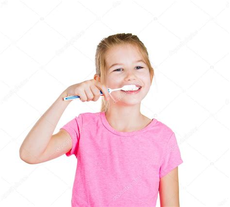 Little Girl Brushing Her Teeth — Stock Photo © Siphotography 48278253