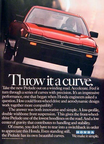 1983 Honda Prelude Original Vintage Advertisement Features Low Profile