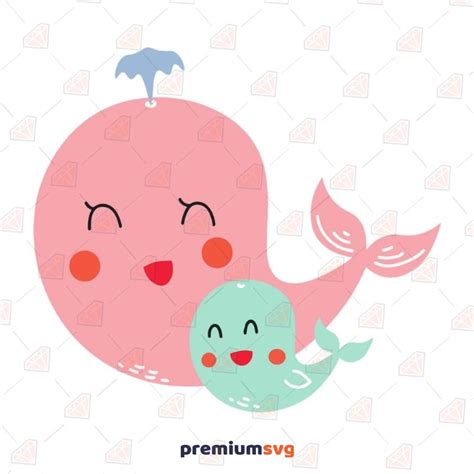 Cute Mom And Baby Whales Svg Cut Clipart File PremiumSVG