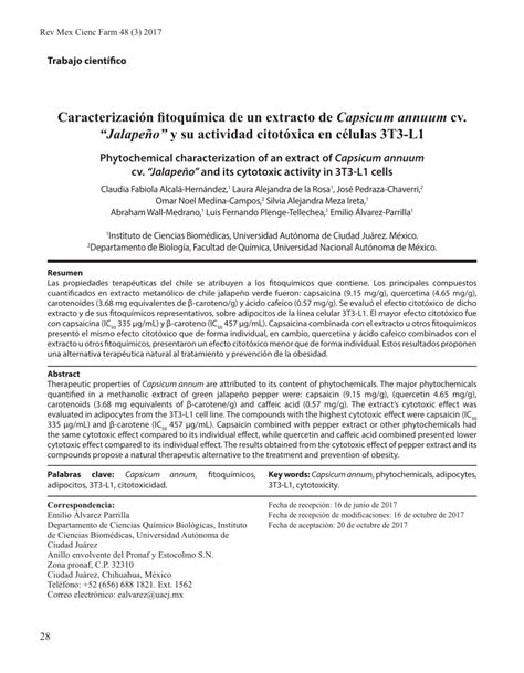 pdf phytochemical characterization of an extract of capsicum annuum cv jalapeño and its