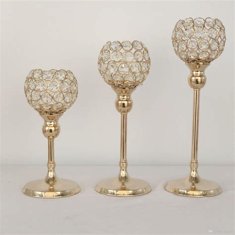 Glass Crystal Candle Holders 12 30cm Tall Wedding Centerpiece Metal Silver Gold Candlestick