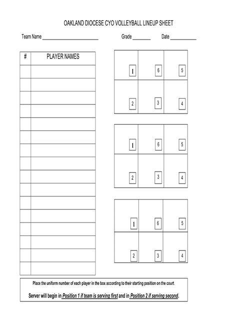 Free Printable Blank Volleyball Lineup Sheet Printable Word Searches