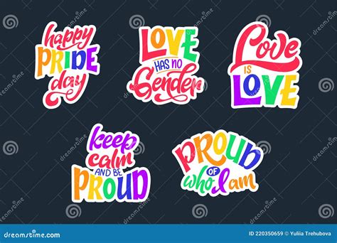be pride slogan to express support for lgbtqia communities rainbow colored hand lettering on