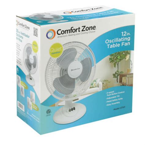 Comfort Zone Cz121 12 Inch Oscillating Table Fan White For Sale Online Ebay